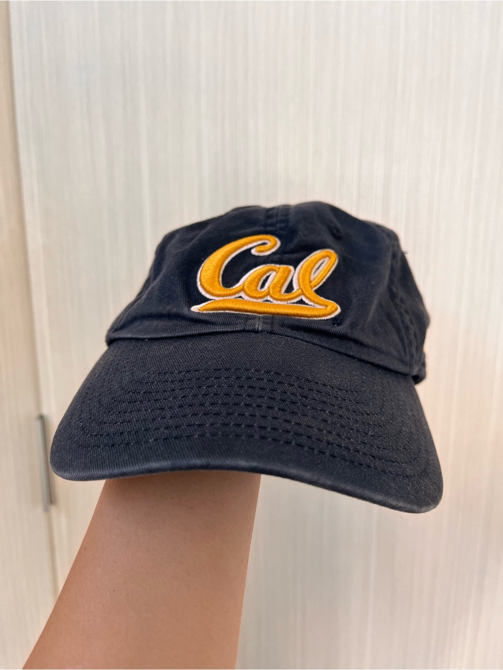 Cal Berkeley Navy Cap with Gold Script and Silver Buckle - Picture 2 of 5